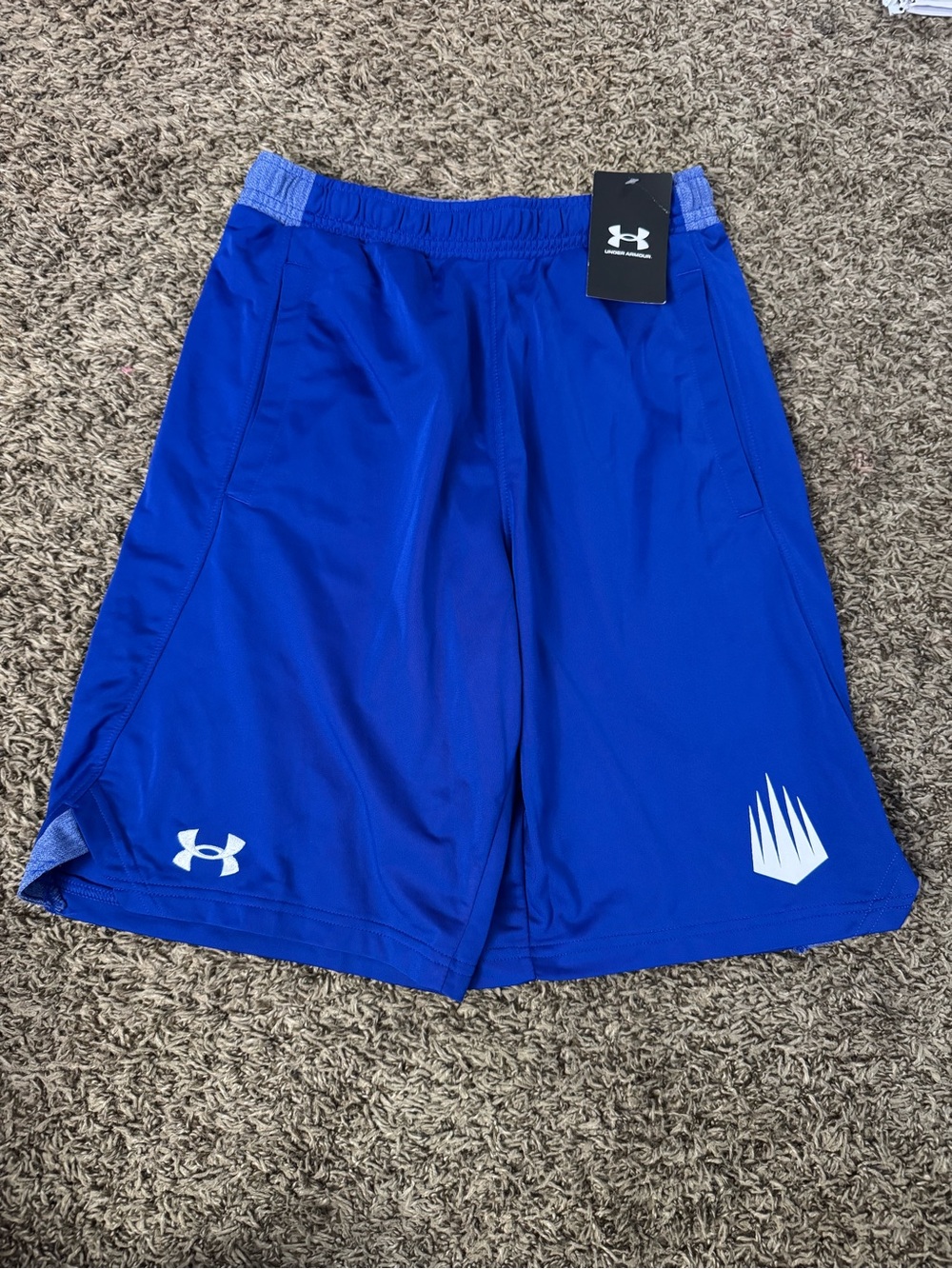 Under Armour Royal Blue Men's Athletic Shorts with White Logos